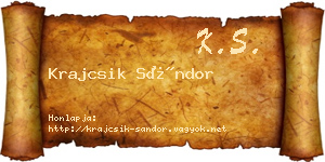 Krajcsik Sándor névjegykártya